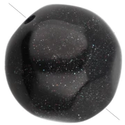 Perla rotonda irregolare sfaccettata da 12 mm in resina opaca - Nero con brillantini x4