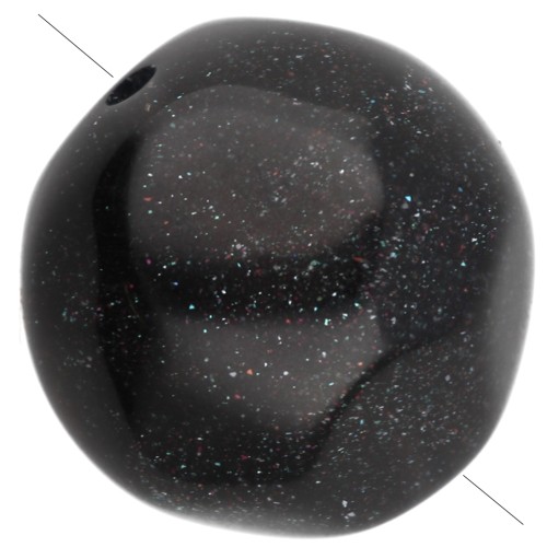 Perla rotonda irregolare sfaccettata da 12 mm in resina opaca - Nero con brillantini x4