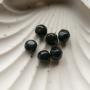Perla rotonda irregolare sfaccettata da 12 mm in resina opaca - Nero con brillantini x4