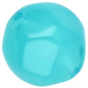 Perla rotonda irregolare sfaccettata da 14 mm in resina traslucida - Blu caraibico x1