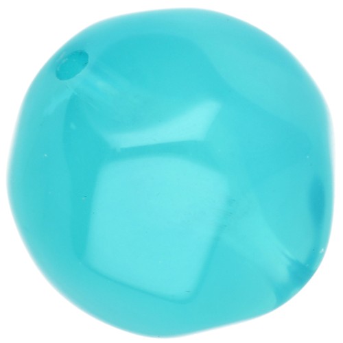 Perla rotonda irregolare sfaccettata da 14 mm in resina traslucida - Blu caraibico x1