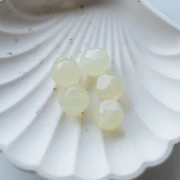 Perline sfaccettate tonde irregolari da 14 mm in resina trasparente - Champagne x1