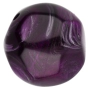 Perla rotonda irregolare sfaccettata da 14 mm in resina traslucida - Melanzana marmorizzata
