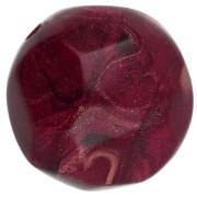 Perline tonde irregolari sfaccettate da 14 mm in resina opaca - Bordeaux marmorizzato x1