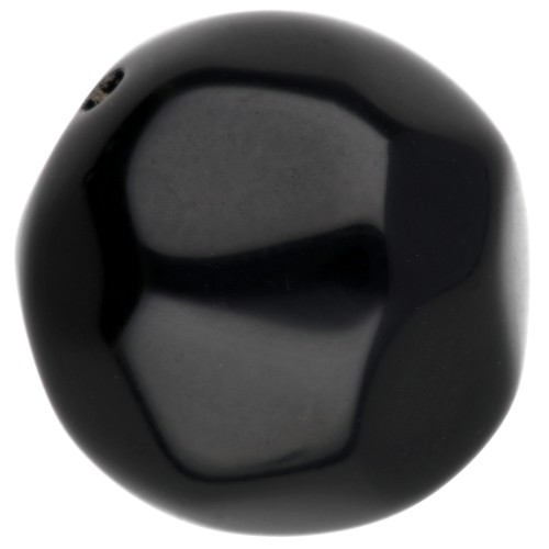 Perline tonde irregolari sfaccettate da 14 mm in resina opaca - Nero x1