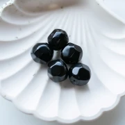 Perline tonde irregolari sfaccettate da 14 mm in resina opaca - Nero x1