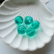 Perline tonde irregolari sfaccettate in resina 16 mm Aqua trasparente x1