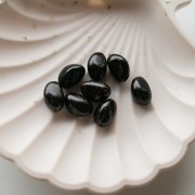 Perle irregolari di 13,5x9 mm in resina opaca - Nero con Brillantini x8