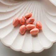 Perle irregolari 13,5x9 mm in resina opaca - Corallo marmorizzato x8