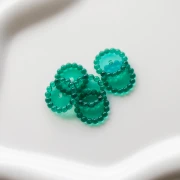 Perle rotonde 15 mm con piccole sfere di resina trasparente - Verde scuro x6