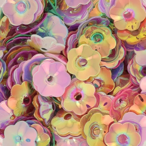 Set di paillettes fiori mm. 7.5 Multi Pastel iridate x10g