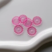 Perle rotonde 15 mm con piccole sfere di resina trasparente - Rosa x6