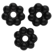 Perle rondelle a fiore 6 mm in resina - Nero x15