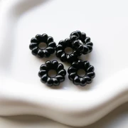 Perle rotonde 18 mm effetto ritorto in resina opaca - Nero x4