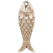 Ciondolo a forma di pesce in resina 27x9 mm - Oro avorio x1