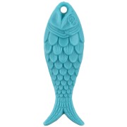 Ciondolo a forma di pesce in resina 27x9 mm - Turchese x1