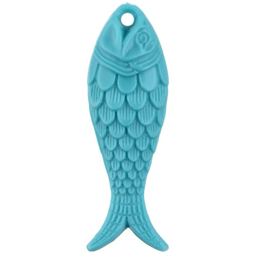 Ciondolo a forma di pesce in resina 27x9 mm - Turchese x1
