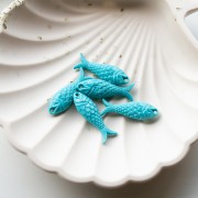 Ciondolo a forma di pesce in resina 27x9 mm - Turchese x1
