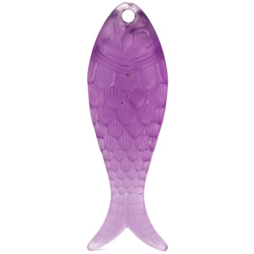 Ciondolo a forma di pesce 27x9 mm in resina - Viola traslucido x1