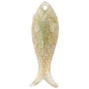 Ciondolo a forma di pesce 27x9 mm in resina - Legno di tiglio - Oro marmorizzato x1