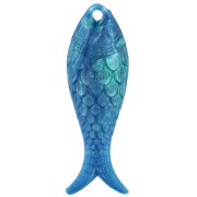 Ciondolo a forma di pesce 27x9 mm in resina - Multi-blu marmorizzato x1