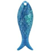 Ciondolo a forma di pesce 27x9 mm in resina - Multi-blu marmorizzato x1