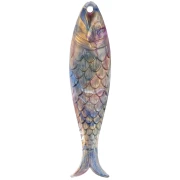 Ciondolo a forma di pesce 48x11,5 mm in resina - Multicolore marmorizzato - Oro x1
