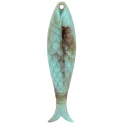 Ciondolo a forma di pesce 48x11,5 mm in resina - Turchese marmorizzato x1