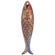 Ciondolo a forma di pesce 48x11,5 mm in resina - Bronzo - Marmo multicolore x1