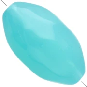 Perla di oliva irregolare martellata 30x18 mm in resina traslucida - Blu Caraibi x1