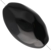 Perla di oliva irregolare martellata 30x18 mm in resina opaca - Nero x1