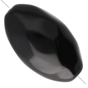 Perla di oliva irregolare martellata 30x18 mm in resina opaca - Nero x1