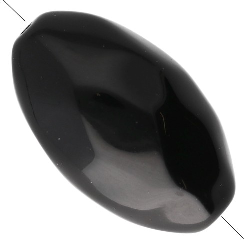 Perla di oliva irregolare martellata 30x18 mm in resina opaca - Nero x1