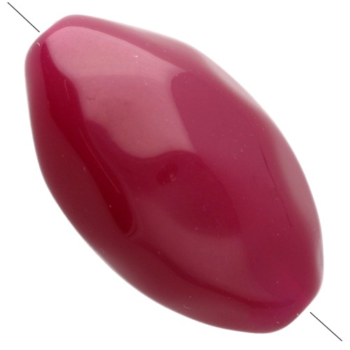 Perla di oliva irregolare martellata 30x18 mm in resina traslucida - Fucsia x1