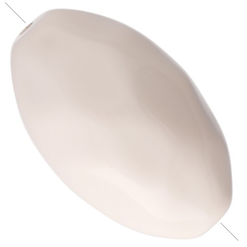 Perla di oliva irregolare martellata 30x18 mm in resina opaca - Blanc de Lin x1