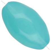 Perla di oliva irregolare martellata 24x15 mm in resina traslucida - Blu Caraibi x1