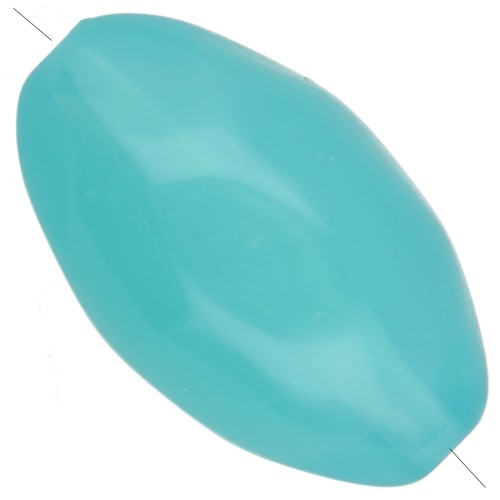 Perla di oliva irregolare martellata 24x15 mm in resina traslucida - Blu Caraibi x1