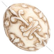 Perla d'oliva 14x11 mm in resina opaca - Stile barocco - Avorio - Dorato x1