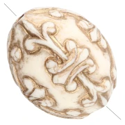 Perla d'oliva 14x11 mm in resina opaca - Stile barocco - Avorio - Dorato x1
