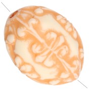 Perla d'oliva 14x11 mm in resina opaca - Stile barocco - Avorio - Arancione x1