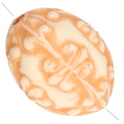Perla d'oliva 14x11 mm in resina opaca - Stile barocco - Avorio - Arancione x1