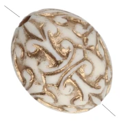 Perle di oliva 10x8 mm in resina opaca - stile barocco - Avorio - Dorato x4