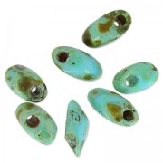 Long Magatama Miyuki mm.4x7  LMA-4514 - Op Turquoise Blue Picasso x 10|raw }}
