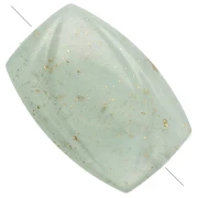 Perla rettangolare striata 25x17 mm in resina - Grigio verde con Brillantini x1
