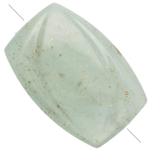Perla rettangolare striata 25x17 mm in resina - Grigio verde con Brillantini x1