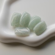 Perla rettangolare striata 25x17 mm in resina - Grigio verde con Brillantini x1