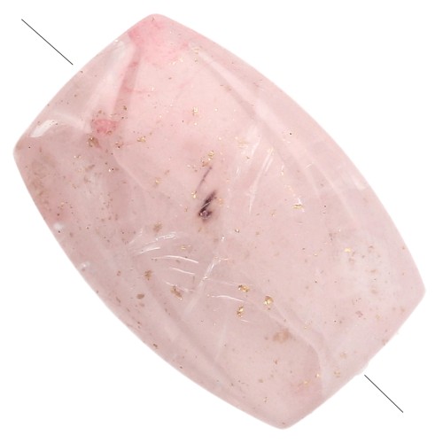 Perla rettangolare striata 25x17 mm in resina - Rosa pallido con Brillantini x1