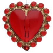 Perla a cuore da 17,5 mm con mini sfere in resina trasparente - Rosso - Dorato x1