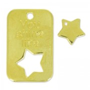 Pendente placca militare 30 mm e stella 10 mm Dorato con oro fino x1