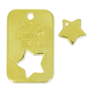 Pendente placca militare 30 mm e stella 10 mm Dorato con oro fino x1